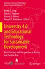 „University 4.0 and Educational Technology for Sustainable Development“ auf rotem Hintergrund mit abstrakter Karte.