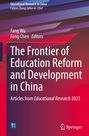 "The Frontier of Education Reform and Development in China". Rote und violette geometrische Formen im Hintergrund.