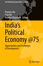 "India's Political Economy @75" oben, Autoren unten, Springer-Logo, gelb-grauer Hintergrund mit gepixeltem Design.