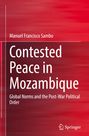 Titel: "Contested Peace in Mozambique". Autor: Manuel Francisco Sambo. Hintergrund: Rote, verlaufende Farbtöne. Logo von Springer.