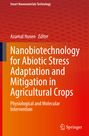 Titel: "Nanobiotechnology for Abiotic Stress Adaptation in Agricultural Crops". Orange Hintergrund mit hexagonalem Muster.