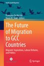 Oben: "South-South Migration". Titel: "The Future of Migration to GCC Countries". Vögel fliegen vor blauem Hintergrund.