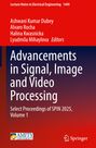 "Advancements in Signal, Image and Video Processing", rote und blaue Farbverläufe, Amity University und Springer Logos.