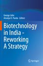 Blaues Buchcover mit dem Titel "Biotechnology in India – Reworking A Strategy". Editoren: George John, Amulya K. Panda.