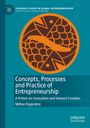 Titel: "Concepts, Processes and Practice of Entrepreneurship". Eine orange-braune, kreisförmige Illustration eines Fisches.