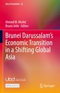 "Brunei Darussalam's Economic Transition in a Shifting Global Asia" steht auf einem farbenfrohen Hintergrund. Logos: UBD, Springer.