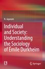 „N. Jayaram, Individual and Society: Understanding the Sociology of Émile Durkheim“. Roter Hintergrund, Logos von Rawat und Springer.