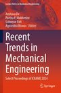 "Recent Trends in Mechanical Engineering" steht im Vordergrund. Hintergrund: technische Zeichnungen und Zahnräder in Rot.