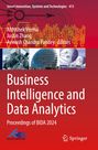 Oben: "Smart Innovation, Systems and Technologies 413". Mittig: "Business Intelligence and Data Analytics". Unten: "Proceedings of BIDA 2024". Dreiteilige technische Illustration mit Gebäuden und Satellitenschüsseln.