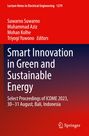 Text: "Smart Innovation in Green and Sustainable Energy. Select Proceedings of ICOME 2023, 30–31 August, Bali, Indonesia."  
Hintergrund in Rot und Blau mit einem Logo unten rechts.