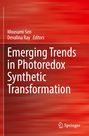 „Emerging Trends in Photoredox Synthetic Transformation” in Weiß. Hintergrund: rot gemustert.