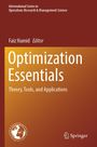 "Optimization Essentials: Theory, Tools, and Applications" von Faiz Hamid. Roter Hintergrund, Springer-Logo.