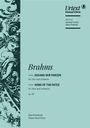 "Gesang der Parzen" von Brahms, für Chor und Orchester. Op. 89. Links ist eine kunstvolle Illustration eines Engels.