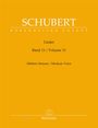Text: SCHUBERT, Lieder, Band 11 / Volume 11, Mittlere Stimme / Medium Voice. Einfache, klare gelbe Covergestaltung.