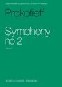 Prokofieff Symphony no 2, Full score. Grüner Hintergrund, schlichter Textstil. Verlegerkürzel unten.