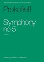 Serge Prokofieff, Symphony no 5 in B♭, for orchestra, Full score. Grünes Cover. Logos unten: Boosey & Hawkes, Sikorski.