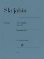 Skrjabin, Drei Etüden Opus 65, Urtext, G. Henle Verlag, 1687. Blaues Cover mit schlichtem Design.