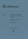 Blauer Buchumschlag mit "Beethoven", Titel "An die ferne Geliebte", Opus 98, G. Henle Verlag. Edition für tiefe Stimme.
