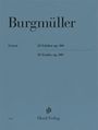 "Burgmüller", "Urtext", "25 Etüden op. 100", "25 Etudes op. 100". "HenleVerlag" und Logo darunter.
