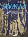 "SAXOFUN II" von Volker Holly Schlott: Stücke für Saxophone und Flöten. Abstrakte Kunst in Blau- und Brauntönen.