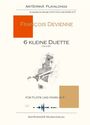 "François Devienne, 6 kleine Duette, Opus 82, für Flöte und Horn in F. ArtSyrinX Playalongs. Illustration eines Musikers."