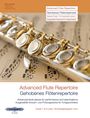 „Advanced Flute Repertoire. Gehobenes Flötenrepertoire. Grade 7 & 8. Schwierigkeit: hoch.“ Nahaufnahme einer Flöte auf Noten.