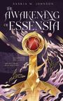 Buchtitel: "The Awakening of Essensia". Ein dramatisches Schwert mit flammenähnlichen Mustern und mystischen Elementen.