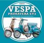 Text: "Vespa Primavera ET3", "Storia, modelli e documenti / History, models and documentation". Zwei klassische Vespas abgebildet.