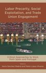 Text: "Labor Precarity, Social Exploitation, and Trade Union Engagement. Critical Approaches to Work from Spain and Portugal." Oben Luftaufnahme eines Hafens mit Containerschiffen.