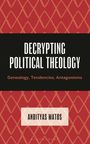 "Decrypting Political Theology: Genealogy, Tendencies, Antagonisms." Autor: Andityas Matos. Roter Hintergrund mit Rautenmuster.