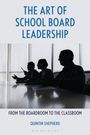 „The Art of School Board Leadership“, darunter Silhouetten von drei Personen am Tisch bei einem Meeting.
