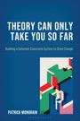 Text: "THEORY CAN ONLY TAKE YOU SO FAR. Building a Coherent Classroom System to Drive Change. PATRICK MONGRAIN. BLOOMSBURY." 
Illustration: Bunte geometrische Formen auf blauem Hintergrund.