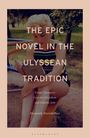 Ein Buchcover zeigt eine Frau im gestreiften Kleid, die ein Buch liest. Text: "THE EPIC NOVEL IN THE ULYSSEAN TRADITION".