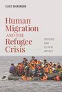 "Human Migration and the Refugee Crisis: Origins and Global Impact." Ein überfülltes Schlauchboot voller Menschen auf dem Meer.