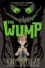 Text: „The Wump“ von Tony DiTerlizzi. Ein Junge mit Brille sieht erschrocken aus, über ihm gruselige grüne Augen und Formen.