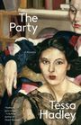 „The Party“, „A Novella“, „Tessa Hadley“. Eine expressionistische Illustration von zwei Frauen.