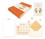 Text: "The Correspondent Stationery Set" und "Virginia Evans". 

Ein orangefarbenes Briefpapier-Set mit Vogelmotiven.