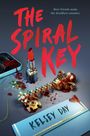 Texte: "THE SPIRAL KEY", "Best friends make the deadliest enemies", "Kelsey Day". 

Eine Szene mit Lippenstift, Schlüssel und Blut.