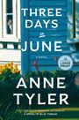 "THREE DAYS in JUNE" von Anne Tyler. Ein Haus, Blumen und eine Katze im Fenster.