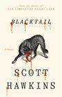 "BLACKTAIL" und "SCOTT HAWKINS". Ein Wolf mit orangefarbenen Tintenflecken, die wie Blut aussehen.