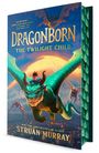 "Dragonborn: The Twilight Child" von Struan Murray. Illustration: Junge auf einem fliegenden Drachen im Sonnenuntergang.