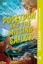 „Poseidon and the Missing Sailor“, ein Buchcover mit Poseidon, einem Seemann und einem Dreizack im stürmischen Meer.