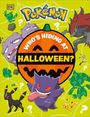 "Who's Hiding at Halloween?" Eine Illustration mit Pokémon, Kürbisgesicht in der Mitte, umgeben von Gengar, Koffing und mehr.