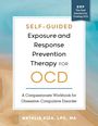 Texts: "Self-Guided Exposure and Response Prevention Therapy for OCD," "A Compassionate Workbook for Obsessive-Compulsive Disorder," "ERP The Gold Standard for Treating OCD," "Natalia Aíza, LPC, MA." Farben sind beige und blau, wie ein Strand mit Meer.