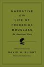 "Narrative of the Life of Frederick Douglass: An American Slave. Introduction by David W. Blight, Pulitzer Prize Gewinner." Minimalistisches Design mit Silhouette und grünem Hintergrund.