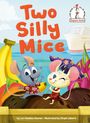 "Two Silly Mice" in großen Buchstaben. Zwei fröhliche Mäuse in Hawaii-Hemden sitzen auf tropischen Früchten.
