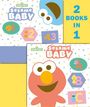 Text: "2 BOOKS IN 1", "Sesame Street Sesame Baby". 
Illustration von Elmo und verschiedenen Formen mit Buchstaben und Zahlen.