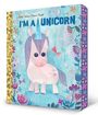 Text: "I'm a Unicorn"  
Illustration eines bunten Einhorns in einer lebendigen Blumenlandschaft.