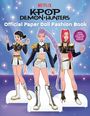 Text: "Netflix KPOP Demon Hunters Official Paper Doll Fashion Book". Drei stilisierte Puppen in modischen K-Pop-Outfits.