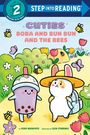 Text: "CUTIES BOBA AND BUN BUN AND THE BEES". Illustration von Boba und Bun Bun in einem Garten mit Blumen und Bienen.